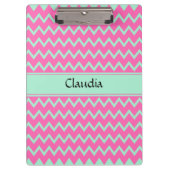 Girly Pink en Green Zigzag Pattern Klembord (Voorkant)