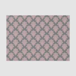 Girly Pink en Grey Damask Tissuepapier