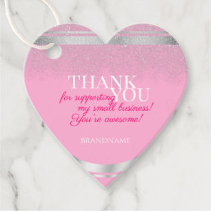 Girly Pink en Silver Glitter Packaging Bedankt Bedankjes Labels