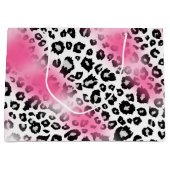 Girly Pink en Snow Leopard Mesh Large Cadeautasje (Voorkant)