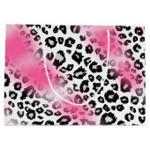 Girly Pink en Snow Leopard Mesh Large Cadeautasje (Achterkant)