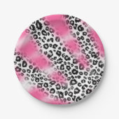 Girly Pink en Snow Leopard Mesh Papieren Bordje (Voorkant)