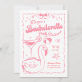 Girly Pink en White Bachelorette Weekendfeest Kaart (Voorkant)