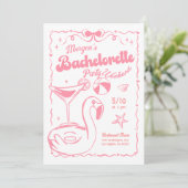 Girly Pink en White Bachelorette Weekendfeest Kaart (Staand voorkant)