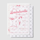 Girly Pink en White Bachelorette Weekendfeest Vellum Uitnodigingen (Offset (Uitnodiging))