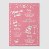 Girly Pink en White Bachelorette Weekendfeest Vellum Uitnodigingen (Voorkant)