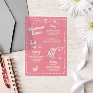Girly Pink en White Bachelorette Weekendfeest Vellum Uitnodigingen