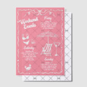 Girly Pink en White Bachelorette Weekendfeest Vellum Uitnodigingen (Offset (Uitnodiging))