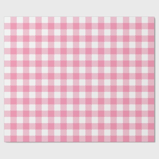  Girly Pink en White Buffalo Plaid Gingham Cadeaupapier (Vlak)