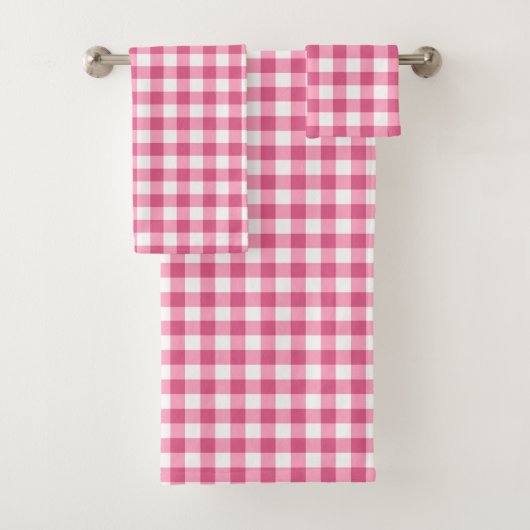 Girly Pink en White Gingham Bad Handdoek (Insitu)