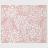 Girly Pink en White Mandala Pattern Cadeaupapier (Vlak)