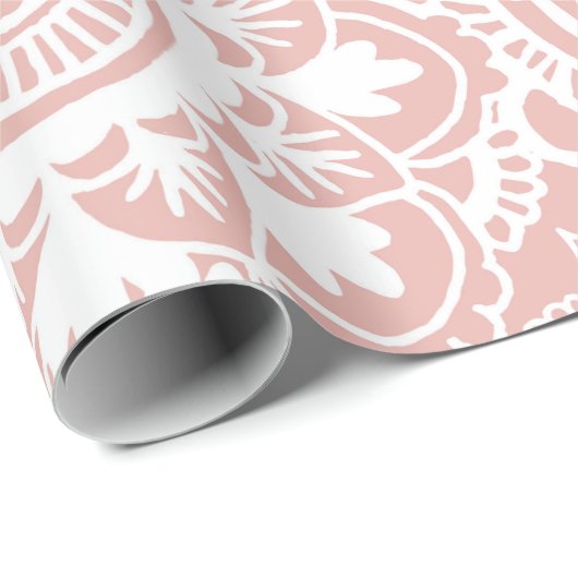 Girly Pink en White Mandala Pattern Cadeaupapier (Rol Hoek)