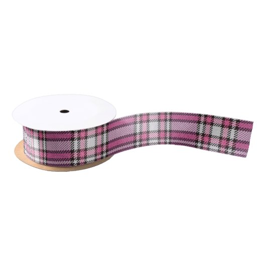 Girly Pink Fabric Pset Tartan Patroon Satijnen Lint (Spoel)