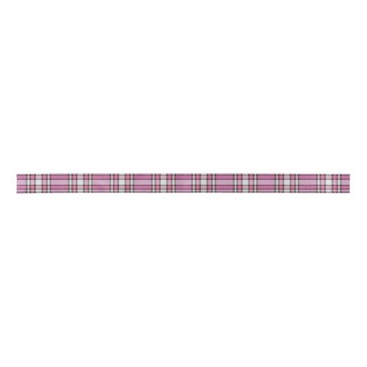 Girly Pink Fabric Pset Tartan Patroon Satijnen Lint (Voorkant)