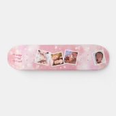 Girly Pink Family Foto Collage Persoonlijk Skateboard (Horizontaal)