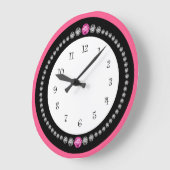 Girly Pink Faux Diamond Jewel Grote Klok (Hoek)