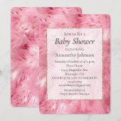 Girly Pink Faux Fur Baby shower Kaart (Voorkant / Achterkant)