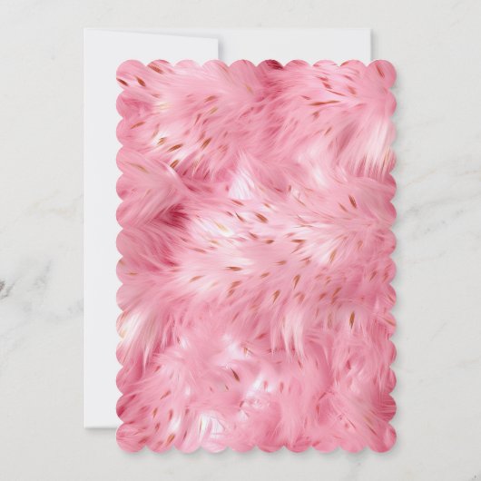 Girly Pink Faux Fur Kaart (Achterkant)