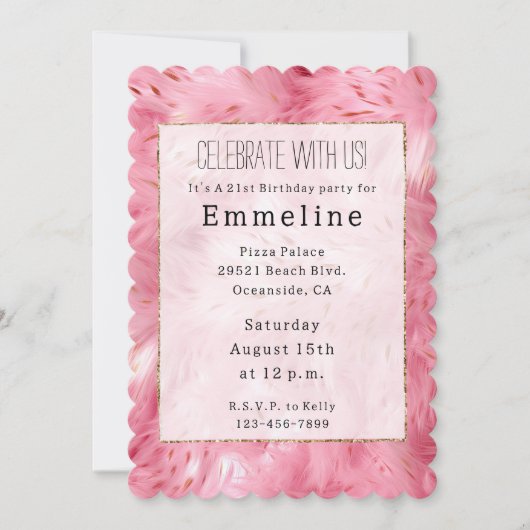 Girly Pink Faux Fur Kaart (Voorkant)