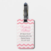 Girly Pink Faux Glitter Anchor Chevron Monogram Bagagelabel (Achterkant verticaal)