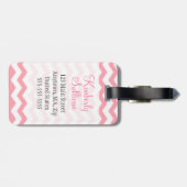 Girly Pink Faux Glitter Anchor Chevron Monogram Bagagelabel (Achterkant horizontaal)
