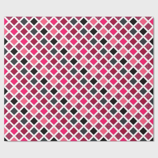Girly Pink Faux Glitter Geometric Pattern Cadeaupapier (Vlak)