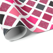 Girly Pink Faux Glitter Geometric Pattern Cadeaupapier (Rol Hoek)