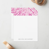 Girly Pink Faux Glitter Zebra Pattern Stationery Notitiekaartje (Voorkant / Achterkant in situ)