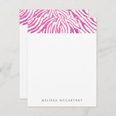 Girly Pink Faux Glitter Zebra Pattern Stationery Notitiekaartje (Voorkant / Achterkant)