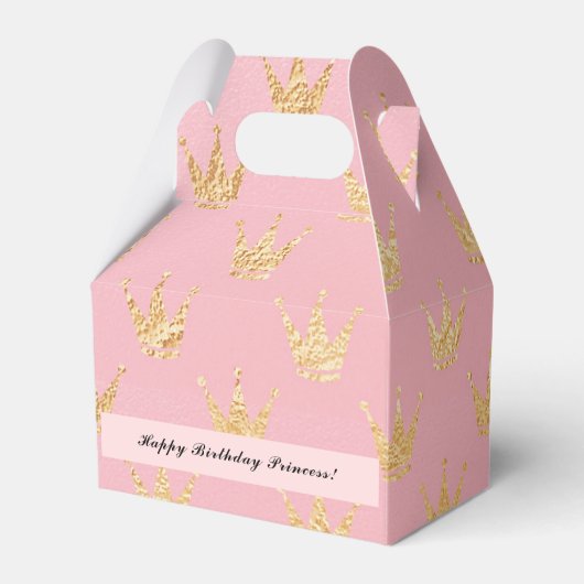 Girly Pink Faux Gold Prinses Verjaardagsgunst Box Bedankdoosjes (Voorkant Zijde)