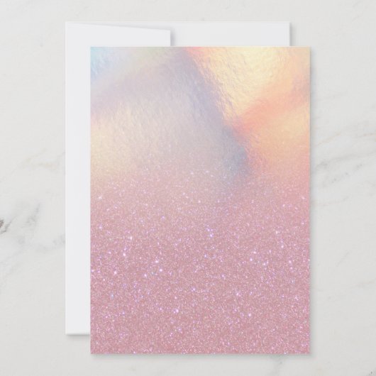 Girly Pink Faux Iridescent Glitter Ombre Wedding Kaart (Achterkant)