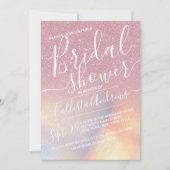 Girly Pink Faux Iridescent Glitter Vrijgezellenfee Kaart (Voorkant)