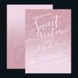 Girly Pink Faux Sparkly Glitter Ombre Sweet 16 Kaart<br><div class="desc">Deze elegante, girly en chique zoete zestien verjaardagsfeestje uitnodiging is perfect voor de trendy en stijlvolle jonge tienermeisje. Het toont een faux-geprint roos roze sprankelende glitter en blush roze ombre gradient met een aangepaste cursieve script typografie setup. Het is een glamoureuze, vrouwelijke, eenvoudige en unieke toets op een populaire trend...</div>