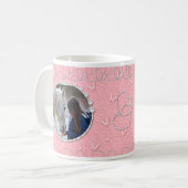 Girly Pink Faux Sparkly Twee Foto Hart Accent Koffiemok (Voorkant links)