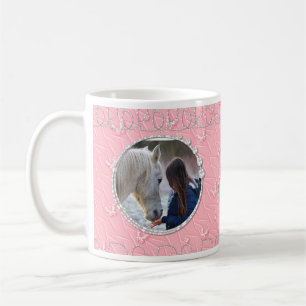 Girly Pink Faux Sparkly Twee Foto Hart Accent Koffiemok