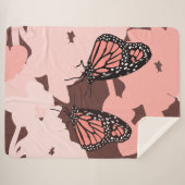 Girly Pink Feeding Monarch Butterfly Pair Sherpa Deken (Voorkant (horizontaal))