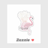 Girly Pink Flamingo, Pineapple - Gepersonaliseerd Sticker (Vel)