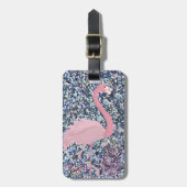 Girly Pink Flamingo, Pineapple, Glitter-Personaliz Bagagelabel (Voorkant verticaal)