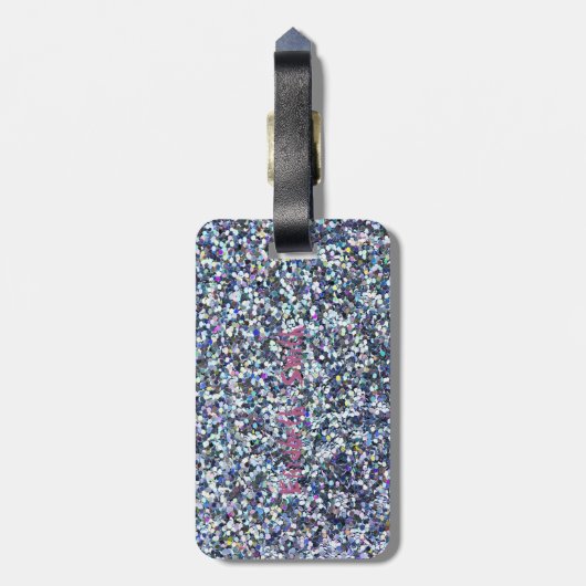 Girly Pink Flamingo, Pineapple, Glitter-Personaliz Bagagelabel (Achterkant verticaal)
