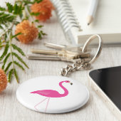 Girly Pink Flamingo Sleutelhanger (Zijkant)