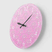 Girly Pink Floral Damask Pattern Grote Klok (Hoek)