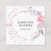 Girly Pink Floral Elegant Vierkante Visitekaartje (Voorkant)