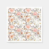 Girly Pink Floral laat een patroon Napkins los Servet (Voorkant)