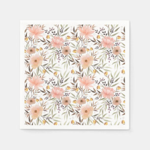 Girly Pink Floral laat een patroon Napkins los Servet
