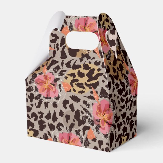 Girly Pink Floral Leopard Print Bedankdoosjes (Achterkant)