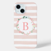 Girly Pink Floral Monogram Case-Mate iPhone Case (Achterkant)