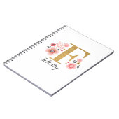 Girly Pink Floral Monogram Letter F Notitieboek (Linkerzijde)