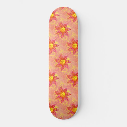 Girly Pink Floral Persoonlijk Skateboard (Voorkant)
