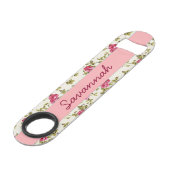 Girly Pink Floral Print Pattern Monogram Speed Flessenopener (Voorkant Gekanteld)