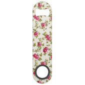 Girly Pink Floral Print Pattern Monogram Speed Flessenopener (Achterkant)